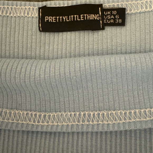 PrettyLittleThing‎ Light Blue Puff Sleeve Mini Dress - Picture 9 of 11